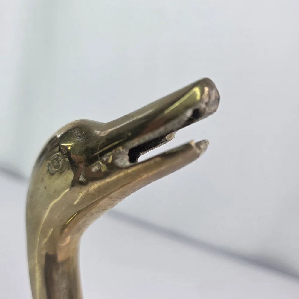 Vintage Brass Duck Goose Webbed Feet Legs Long Neck. - Picture 9 of 12